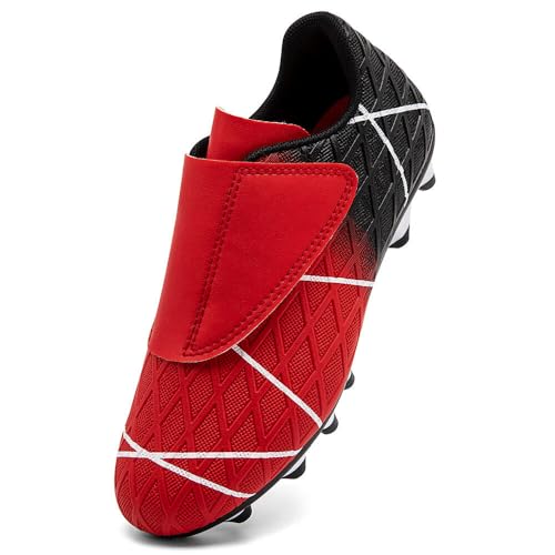 VTASQ Kinder Fußballschuhe Jungen Professionelle Mädchen Kunstrasen Fussballschuhe Sportliche Indoor Outdoor Athletic Soccer Schuhe Trainingsschuhe Schwarz Rot EU32 von VTASQ