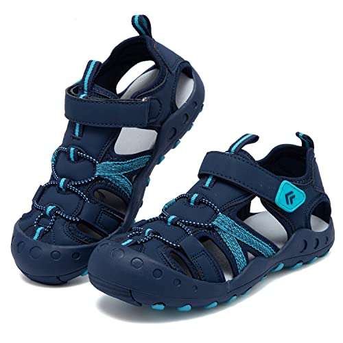 VTASQ Kinder Sandalen Jungen Mädchen Strandschuhe Trekking Sommer Sport Outdoorsandalen Geschlossene Trekkingsandalen Wandersandalen -Blau-21 von VTASQ