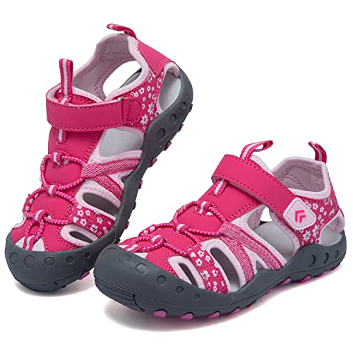 VTASQ Kinder Sandalen Jungen Mädchen Strandschuhe Trekking Sommer Sport Outdoorsandalen Geschlossene Trekkingsandalen Wandersandalen -Rosa-21 von VTASQ