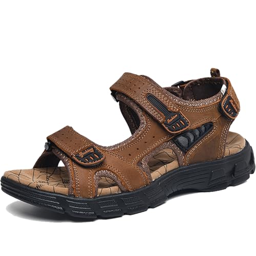 VTASQ Sandalen Herren Leder Strand Trekkingsandalen Outdoor Sommer Freizeitschuhe Wanderschuhe Männer Sport-Outdoor Wasser Fischer Atmungsaktive Flach Sandale Braun-3 41EU VTASQ Sandalen Herren Leder Strand Trekkingsandalen Outdoor Sommer Freizeitschuhe Wanderschuhe Männer Sport-Outdoor Wasser Fischer Atmungsaktive Flach Sandale Braun-3 41EU von VTASQ
