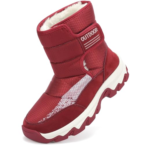 VTASQ Schneestiefel Damen Winter Gefüttert Hoch Outdoor Winterstiefel Warme Wasserdicht Winterschuhe Rot 40EU von VTASQ