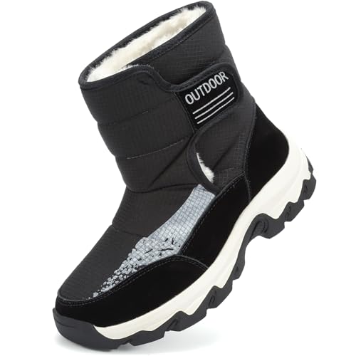 VTASQ Schneestiefel Damen Winter Gefüttert Hoch Outdoor Winterstiefel Warme Wasserdicht Winterschuhe Schwarz 36EU von VTASQ