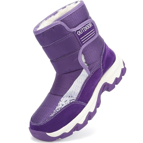 VTASQ Schneestiefel Damen Winter Gefüttert Hoch Outdoor Winterstiefel Warme Wasserdicht Winterschuhe Violett 39EU von VTASQ