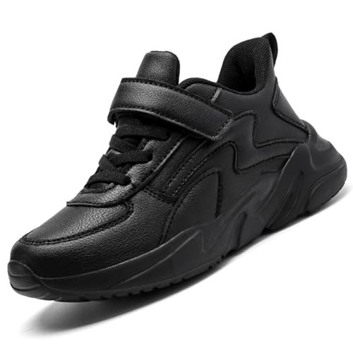 VTASQ Turnschuhe Jungen Kinder Sneaker Sportschuhe Trainer Atmungsaktiv Hallenschuhe Outdoor Leicht Laufschuhe Schulschuhe Schwarz EU30 von VTASQ