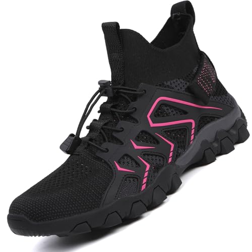 VTASQ Wanderschuhe Herren Damen Trekkingschuhe Leichte Outdoor Sneaker atmungsaktiv Bergschuhe rutschfeste Schuhe Straßenlaufschuhe Sportschuhe für Camping Reisen Unisex Schwarze Rose 38 EU von VTASQ