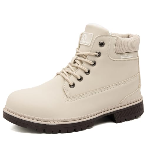 VTASQ Winterstiefel Damen Gefüttert Winterschuhe Wasserdicht Warme Winter Boots Outdoor Wanderschuhe Rutschfest Frauen Schneestiefel Kurzschaft Stiefel Beige EU37 von VTASQ