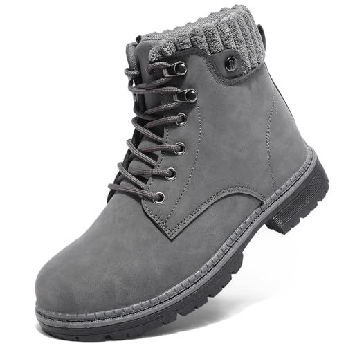 VTASQ Winterstiefel Damen Gefütterte Stiefel Warm Schneestiefel Wasserdicht Trekking-Schuhe Stiefeletten Outdoor Rutschfeste Wanderschuhe Winterboots Schneestiefel Grau 41EU von VTASQ