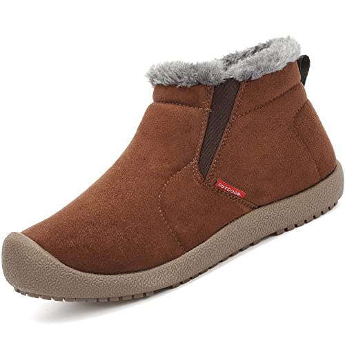 VTASQ Winterstiefel Herren Winterschuhe Gefüttert Warme Schneestiefel Outdoor Rutschfest Kurzschaft Boots Slip On Braun-1 41 EU von VTASQ