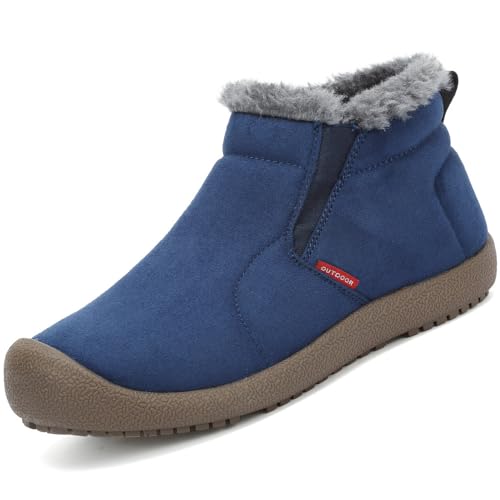 VTASQ Winterstiefel Herren Winterschuhe Gefüttert Warme Schneestiefel Outdoor rutschfest Kurzschaft Boots Slip On Blau-1 46 EU von VTASQ
