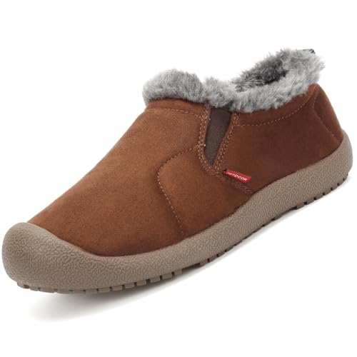 VTASQ Winterstiefel Herren Winterschuhe Gefüttert Warme Schneestiefel Outdoor rutschfest Kurzschaft Boots Slip On Braun 46 EU von VTASQ
