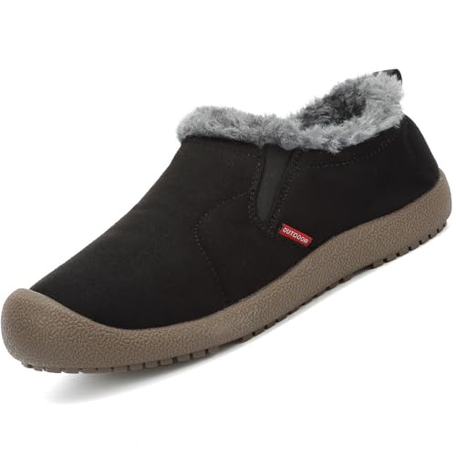 VTASQ Winterstiefel Herren Winterschuhe Gefüttert Warme Schneestiefel Outdoor rutschfest Kurzschaft Boots Slip On Schwarz 41 EU von VTASQ