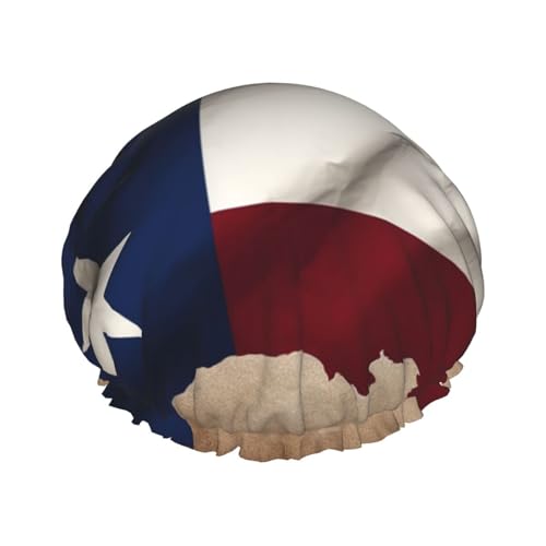 Duschhauben mit Texas-Staatsflagge, elastisch, wiederverwendbar, wasserdicht, doppellagig, Haarkappe für Damen und Herren von VTCTOASY