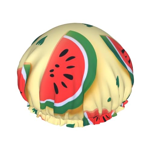 Sommer-Wassermelonen-Duschhaube, elastisch, wiederverwendbar, wasserdicht, doppellagig, Haarkappe für Damen und Herren von VTCTOASY