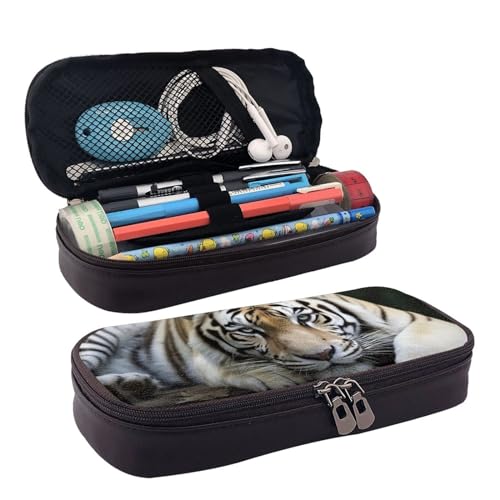 VTCTOASY Federmäppchen mit Reißverschluss, großes Fassungsvermögen, ästhetisches Federmäppchen, tragbar, für Büro, Schreibwaren, Make-up-Tasche, Schreibtisch-Organizer-Tasche, Tiger liegt auf Felsen, VTCTOASY Federmäppchen mit Reißverschluss, großes Fassungsvermögen, ästhetisches Federmäppchen, tragbar, für Büro, Schreibwaren, Make-up-Tasche, Schreibtisch-Organizer-Tasche, Tiger liegt auf Felsen, von VTCTOASY