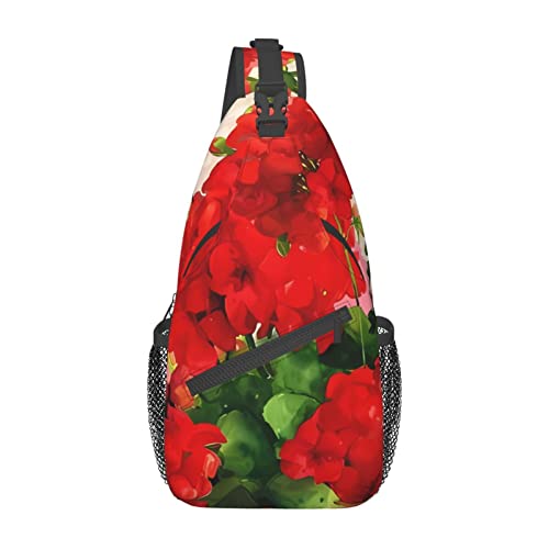 VTCTOASY Gerani Rosso Umhängetasche Umhängetasche Casual Rucksack Sporttasche Reise Wandern Tagesrucksack für Frauen Männer, Schwarz, One Size, Schwarz , Taglia unica von VTCTOASY