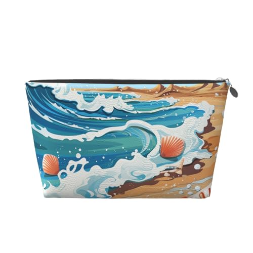 VTCTOASY Make-up-Tasche für Damen, Muscheln und Wellen, Reise-Kosmetiktasche, großes Fassungsvermögen, tragbare Make-up-Organizer-Tasche, PU-Leder, wasserdicht, Kulturbeutel, niedlich, ästhetischer VTCTOASY Make-up-Tasche für Damen, Muscheln und Wellen, Reise-Kosmetiktasche, großes Fassungsvermögen, tragbare Make-up-Organizer-Tasche, PU-Leder, wasserdicht, Kulturbeutel, niedlich, ästhetischer von VTCTOASY
