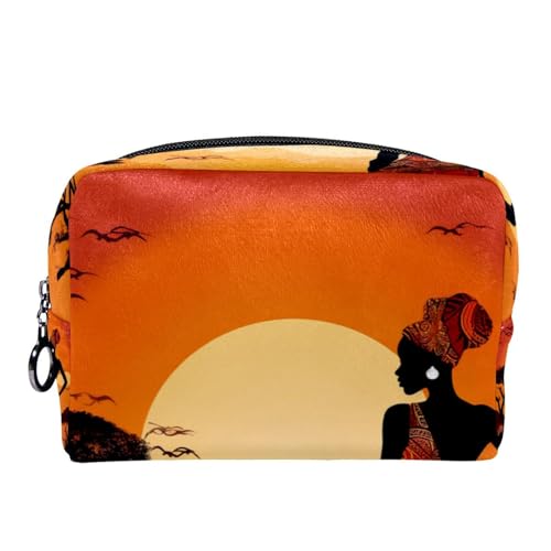 Make up Tasche klein,Make up Reisetasche,Afrikanische Tropische Landschaftsfrau,Make up Organizer Tasche von VTGHDEEQ