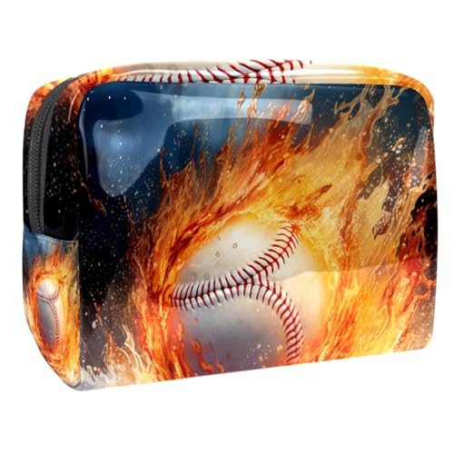 Make up Tasche klein,Make up Reisetasche,Baseball in Feuer und Wasser,Make up Organizer Tasche von VTGHDEEQ