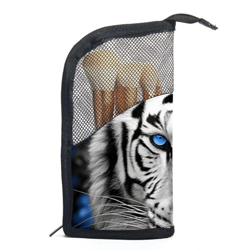 Make up Tasche klein,Make up Reisetasche,Blaue Augen weißer Tiger,Make up Organizer Tasche von VTGHDEEQ