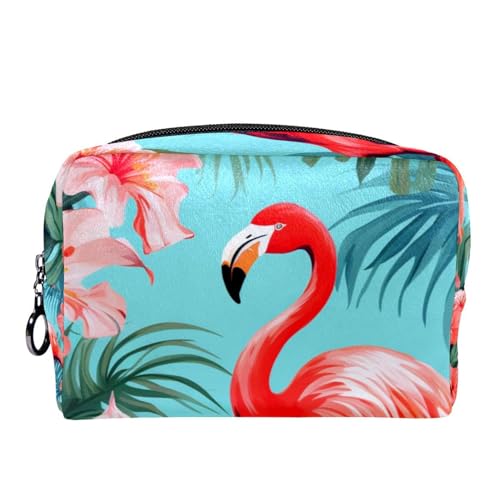 Make up Tasche klein,Make up Reisetasche,Flamingo Tropische Blätter Blumen,Make up Organizer Tasche von VTGHDEEQ