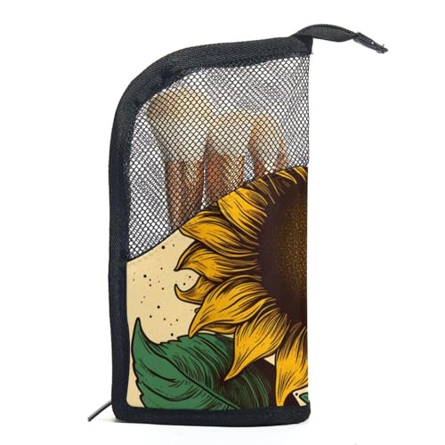 Make up Tasche klein,Make up Reisetasche,Pflanzensonnenblume im abstrakten Stil,Make up Organizer Tasche von VTGHDEEQ