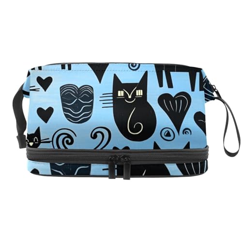 Make up Tasche klein,Make up Reisetasche,Schwarze Katze und Herz,Make up Organizer Tasche von VTGHDEEQ