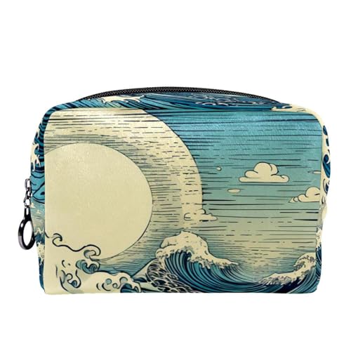 Make up Tasche klein,Make up Reisetasche,Strand Blaue Meereswellenlandschaft,Make up Organizer Tasche von VTGHDEEQ