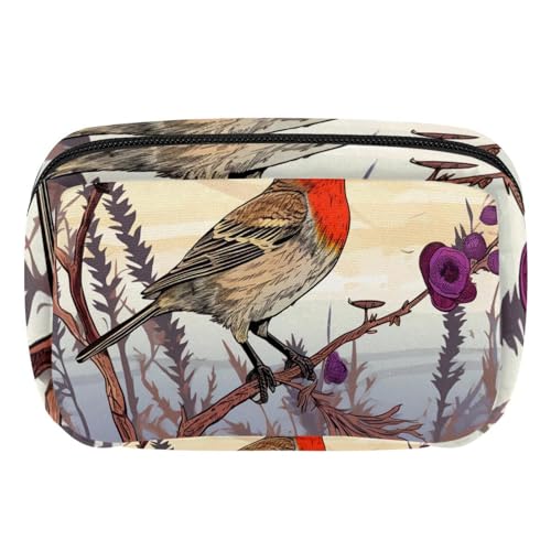 Make up Tasche klein,Make up Reisetasche,Vogel lila Blütenstrauch,Make up Organizer Tasche von VTGHDEEQ