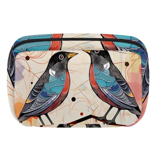 Make up Tasche klein,Make up Reisetasche,Vogel und Geometrie,Make up Organizer Tasche von VTGHDEEQ