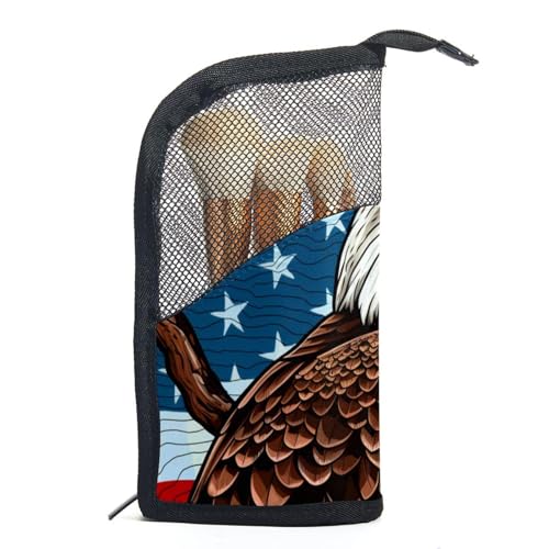 Make up Tasche klein,Make up Reisetasche,Weißköpfiger Adler der amerikanischen Flagge,Make up Organizer Tasche von VTGHDEEQ