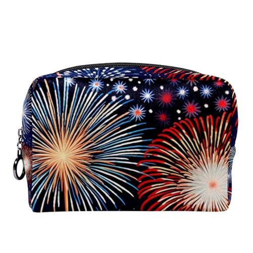 Make up Tasche klein,Make up Reisetasche,amerikanische Flagge Feuerwerk Urlaub,Make up Organizer Tasche von VTGHDEEQ