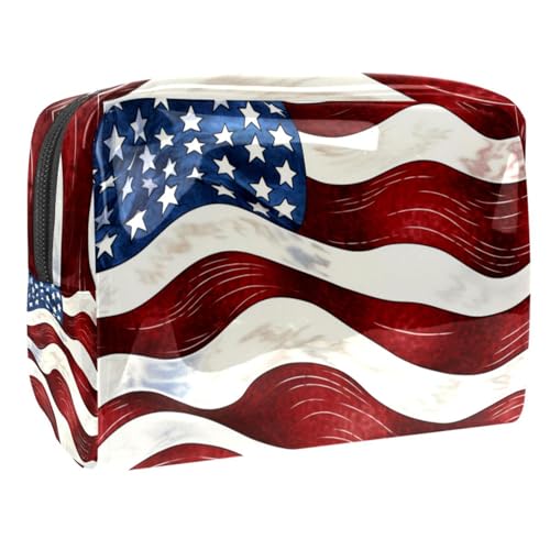 Make up Tasche klein,Make up Reisetasche,amerikanische Flagge gestreifte Wellen,Make up Organizer Tasche von VTGHDEEQ