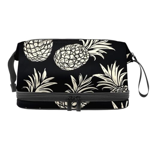 Make up Tasche klein,Make up Reisetasche,schwarz weiße Graffiti Ananas,Make up Organizer Tasche von VTGHDEEQ