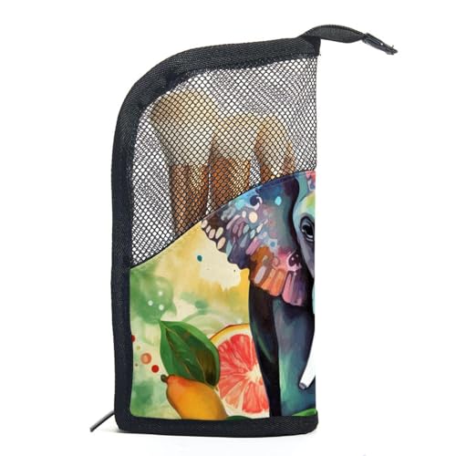 Make up Tasche klein,Make up Reisetasche,schwarzer Elefant Obst ethnisch,Make up Organizer Tasche von VTGHDEEQ