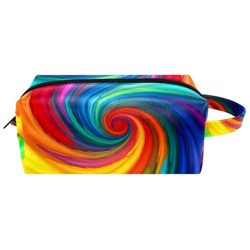 Make up Taschen Organizer,Kosmetiktaschen für Frauen,Abstrakter Strudel Regenbogen,kleine Make up Tasche von VTGHDEEQ