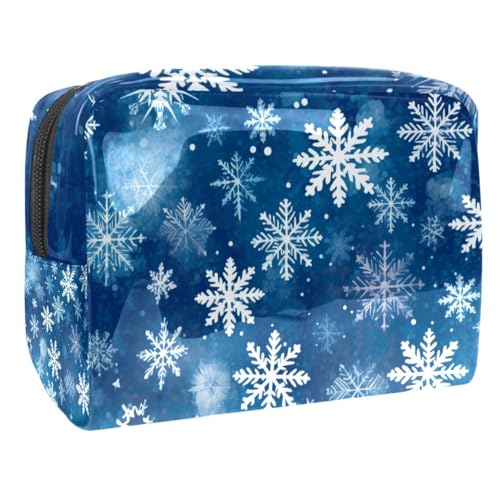 Make up Taschen Organizer,Kosmetiktaschen für Frauen,Blaue weihnachtswinterschneeflocke,kleine Make up Tasche von VTGHDEEQ