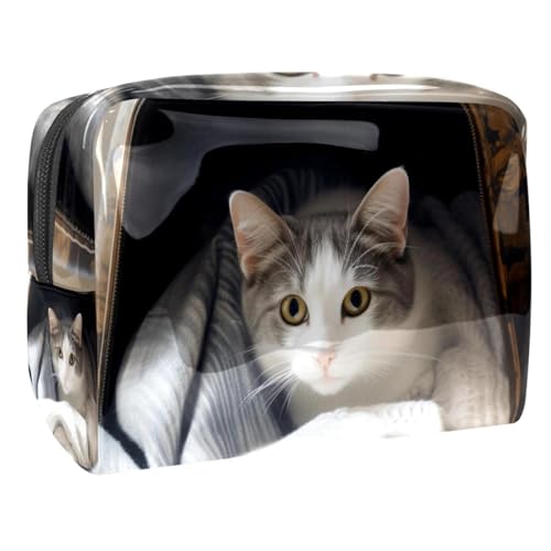 Make up Taschen Organizer,Kosmetiktaschen für Frauen,Decke und Katze,kleine Make up Tasche von VTGHDEEQ