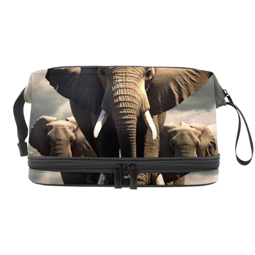 Make up Taschen Organizer,Kosmetiktaschen für Frauen,Elefant der afrikanischen Tierfamilie,kleine Make up Tasche von VTGHDEEQ