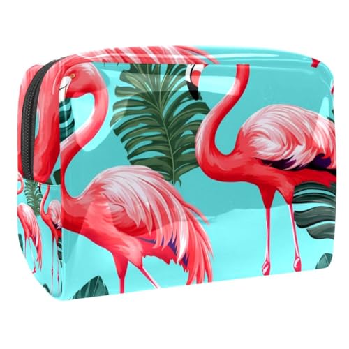 Make up Taschen Organizer,Kosmetiktaschen für Frauen,Flamingo verlässt tropischen hawaiianischen Stil,kleine Make up Tasche von VTGHDEEQ