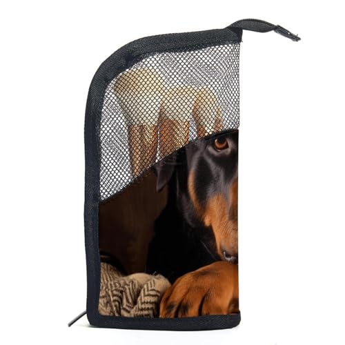 Make up Taschen Organizer,Kosmetiktaschen für Frauen,Korb und schwarzer Hund,kleine Make up Tasche von VTGHDEEQ