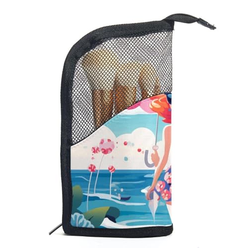 Make up Taschen Organizer,Kosmetiktaschen für Frauen,Strand Sommer mädchen Meer,kleine Make up Tasche von VTGHDEEQ