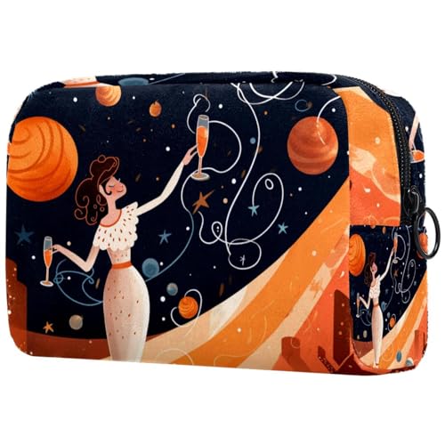 Make up Taschen für Damen,Kulturbeutel für Herren,Abstrakte Malerei Cartoon Raum,Reise Kosmetiktasche von VTGHDEEQ