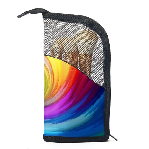 Make up Taschen für Damen,Kulturbeutel für Herren,Abstrakter Strudel Regenbogen,Reise Kosmetiktasche von VTGHDEEQ