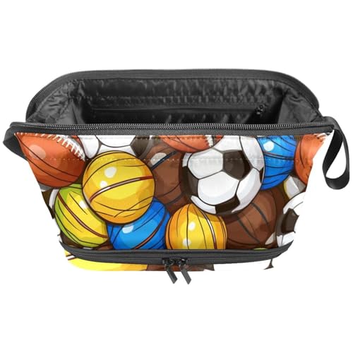 Make up Taschen für Damen,Kulturbeutel für Herren,Basketball Fußball Volleyballbälle,Reise Kosmetiktasche von VTGHDEEQ