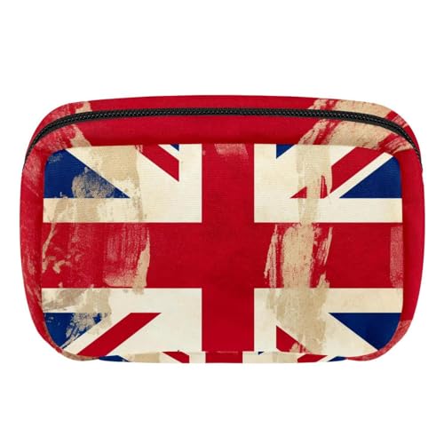 Make up Taschen für Damen,Kulturbeutel für Herren,Birtish und Dänemark Retro Flagge,Reise Kosmetiktasche von VTGHDEEQ