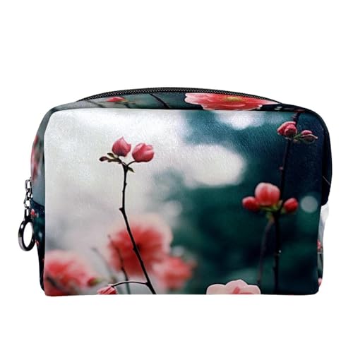 Make up Taschen für Damen,Kulturbeutel für Herren,Blüte rosa Pflanze,Reise Kosmetiktasche von VTGHDEEQ