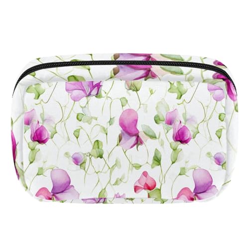 Make up Taschen für Damen,Kulturbeutel für Herren,Blumen lila Blumen Vintage,Reise Kosmetiktasche von VTGHDEEQ