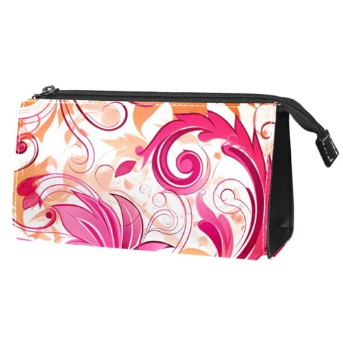 Make up Taschen für Damen,Kulturbeutel für Herren,Blumenblattblumen rosa,Reise Kosmetiktasche von VTGHDEEQ