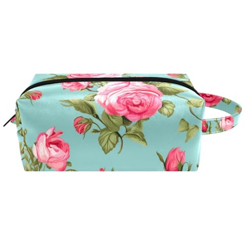 Make up Taschen für Damen,Kulturbeutel für Herren,Blumenrose im minimalistischen Stil,Reise Kosmetiktasche von VTGHDEEQ