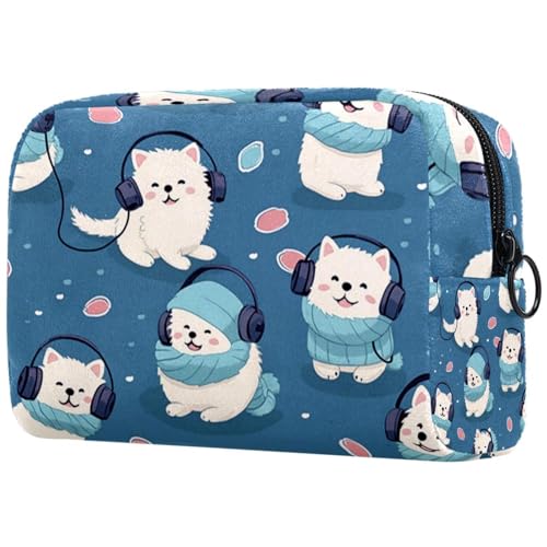 Make up Taschen für Damen,Kulturbeutel für Herren,Cartoon Hunde tragen,Reise Kosmetiktasche von VTGHDEEQ